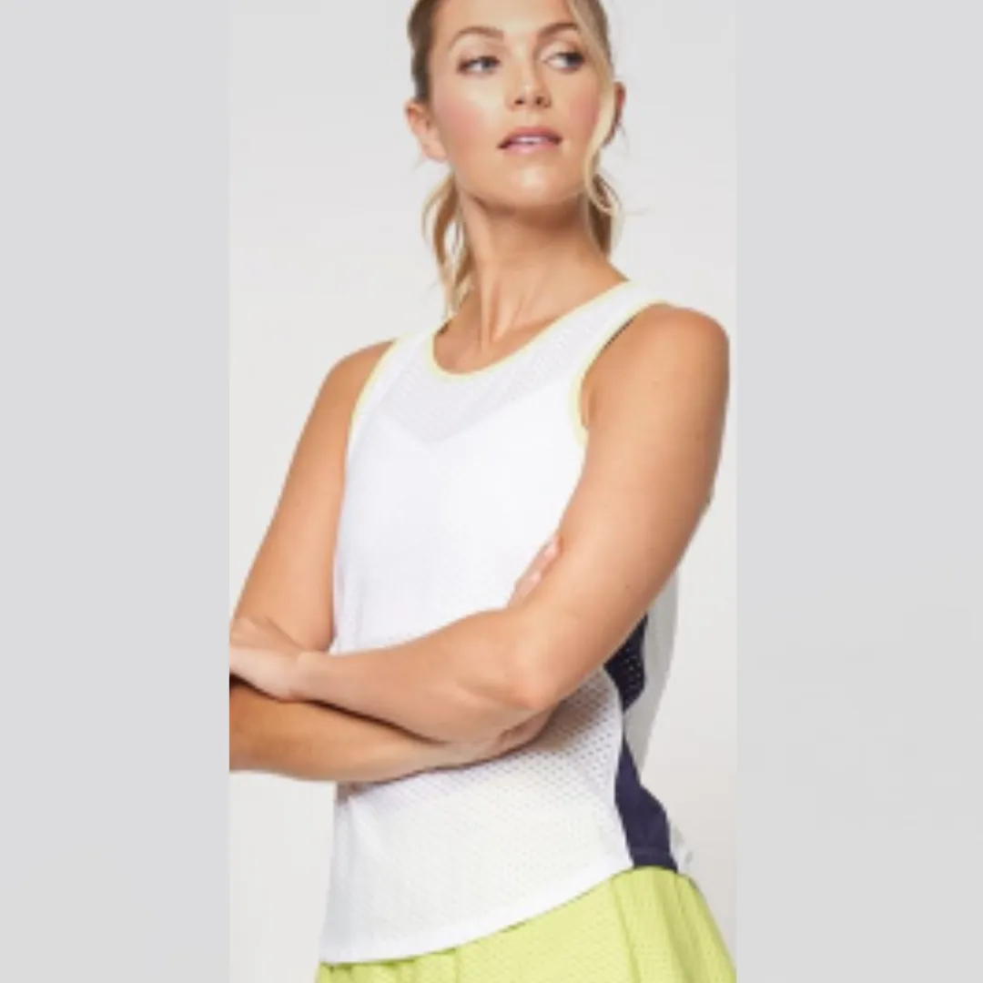 Circle Mesh Linear Tank - White