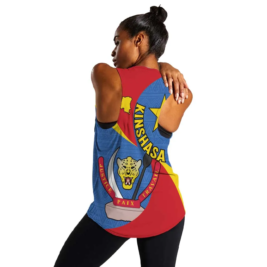 Congo-Kinshasa Independence Day Women Racerback Tank Coat Of Arms - African Pattern LT15