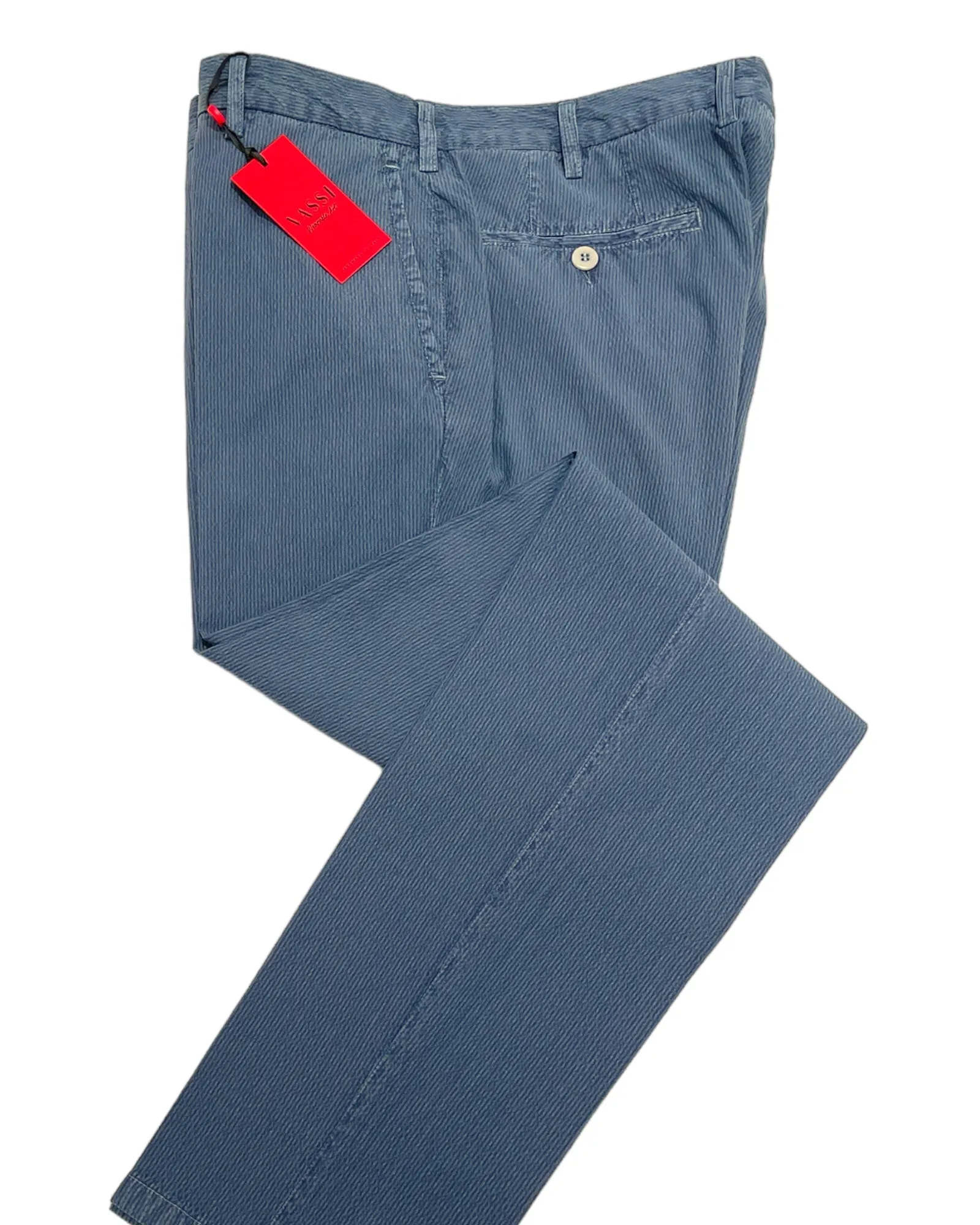 Cotton Seersucker Stretch Chino Pants - Blue Steel