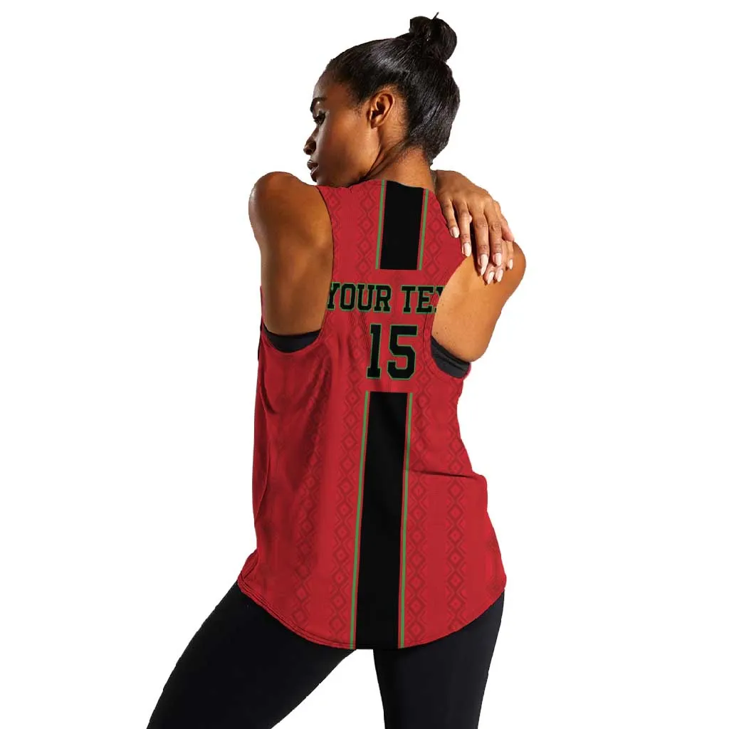 Custom Afro Malawi Football Women Racerback Tank Go Champions - African Pattern LT15
