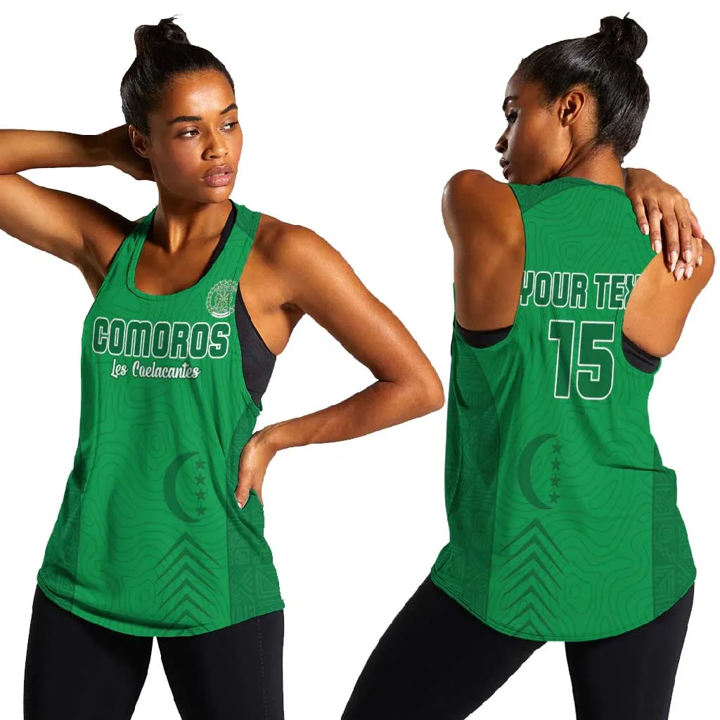 Custom Comoros Football Women Racerback Tank Go Les Coelacantes LT15