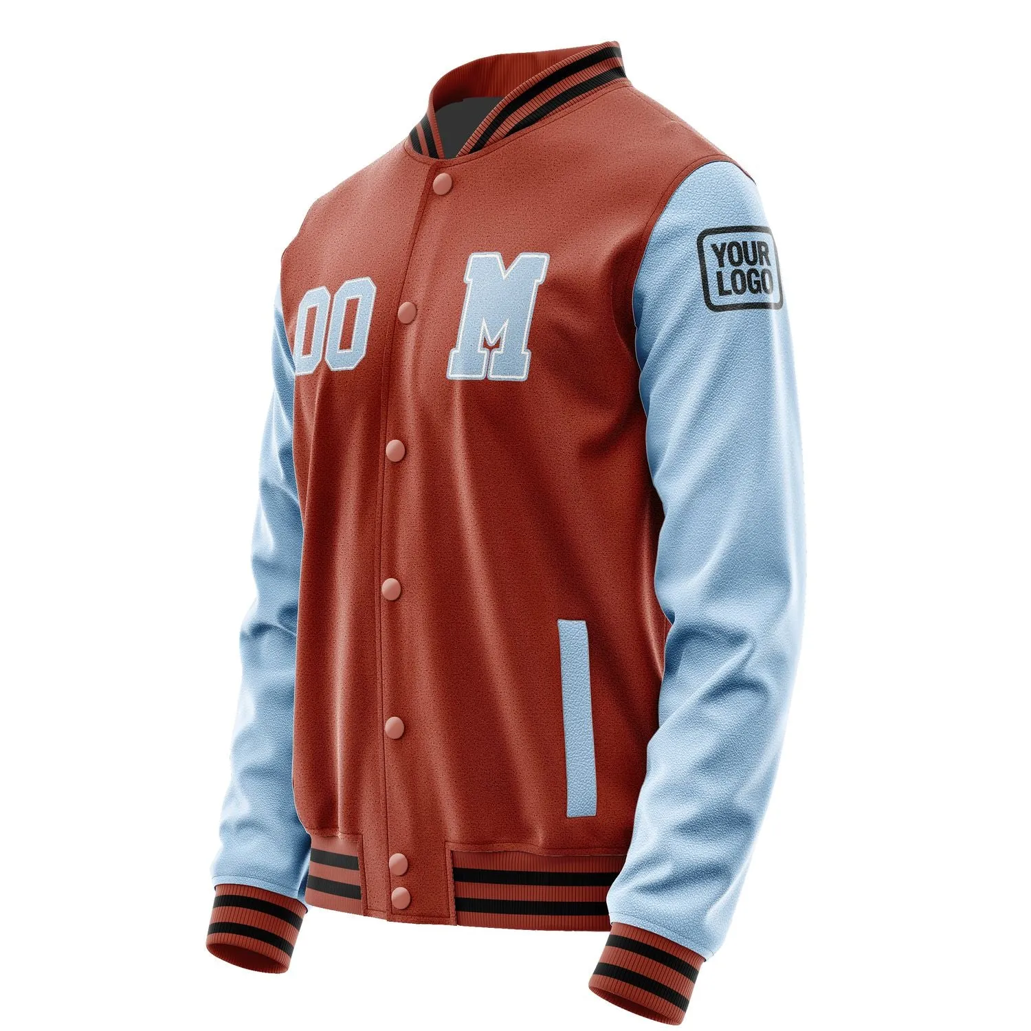 Custom Coral Red Light Blue Jacket