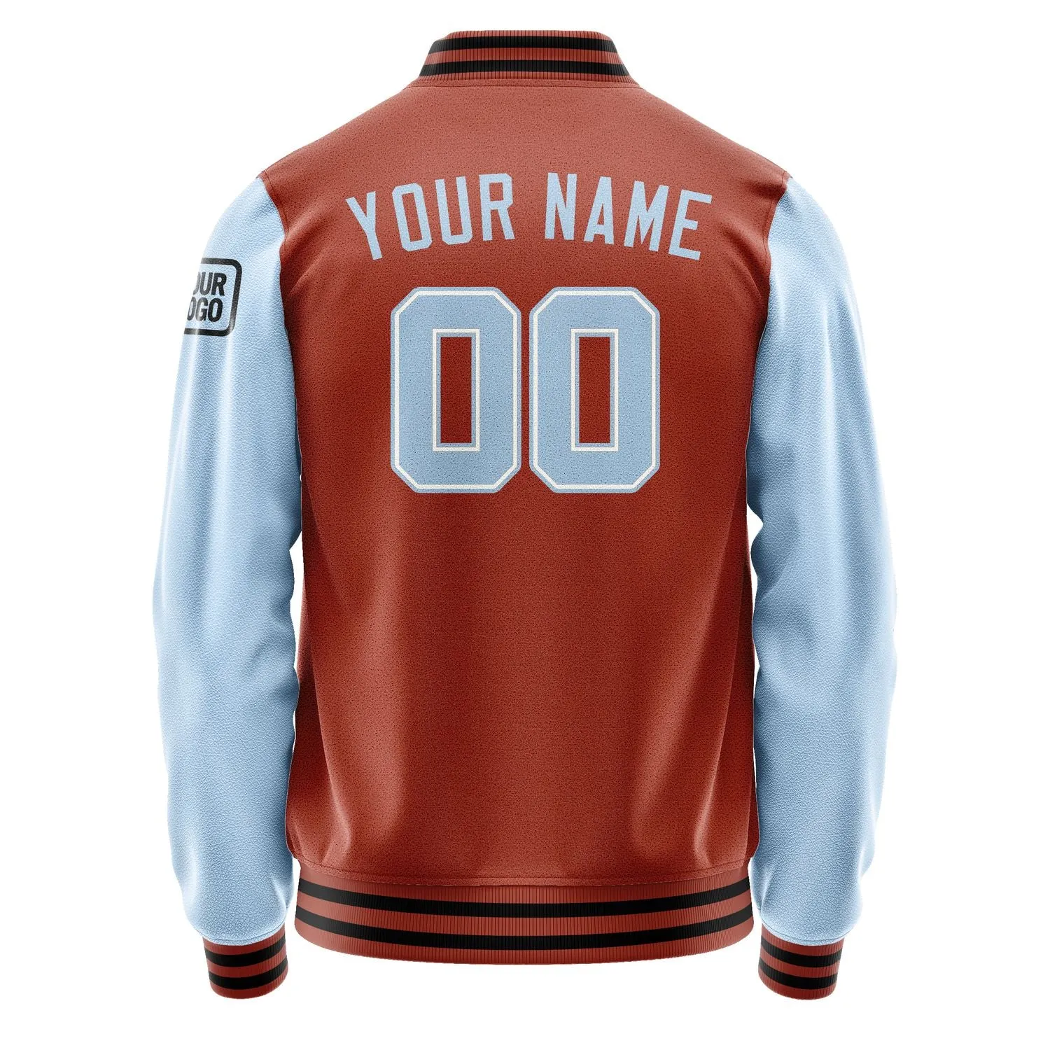 Custom Coral Red Light Blue Jacket
