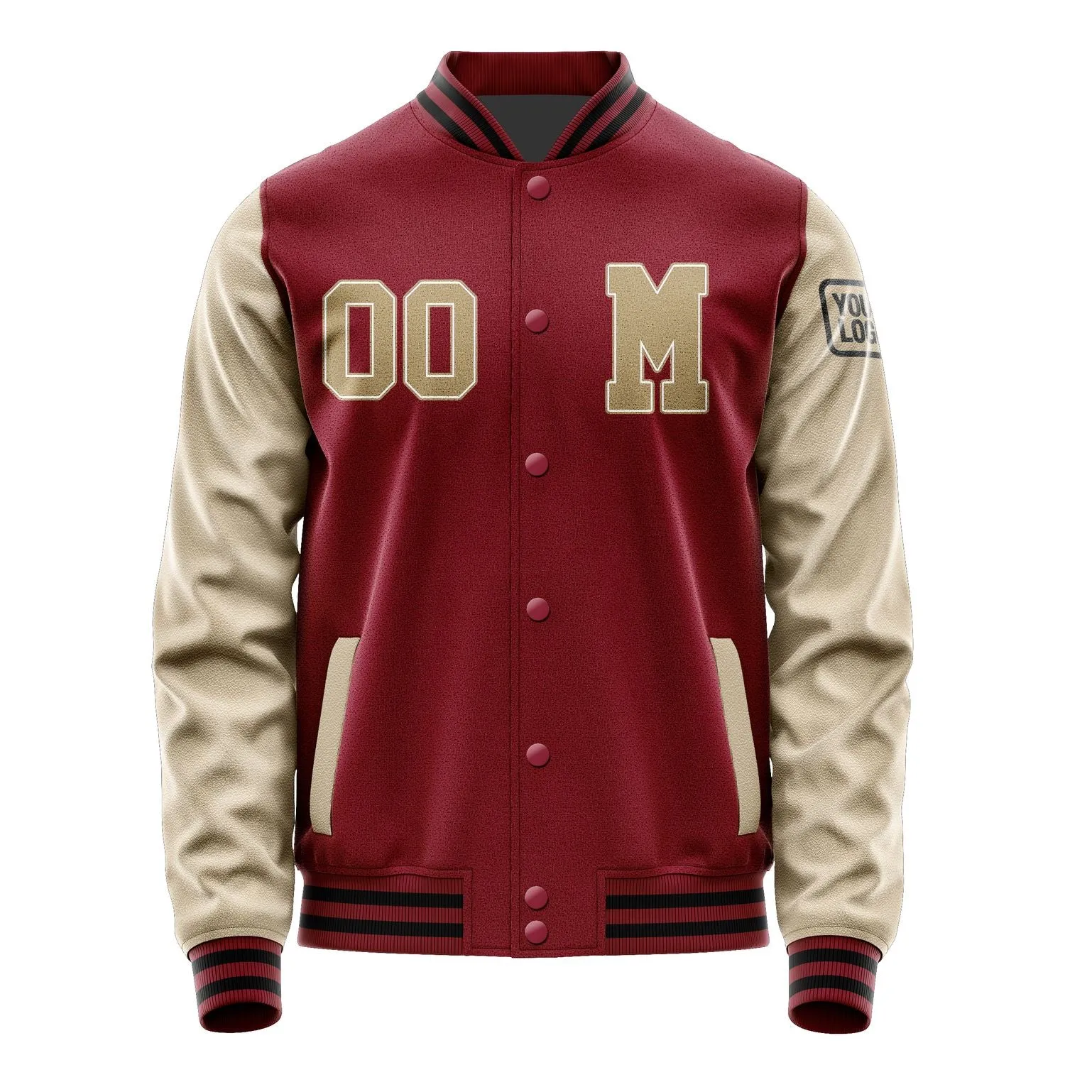 Custom Crimson Red Light Khaki Jacket