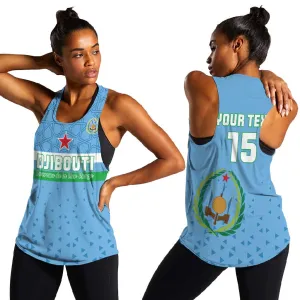 Custom Djibouti Football Women Racerback Tank Go Champions LT15