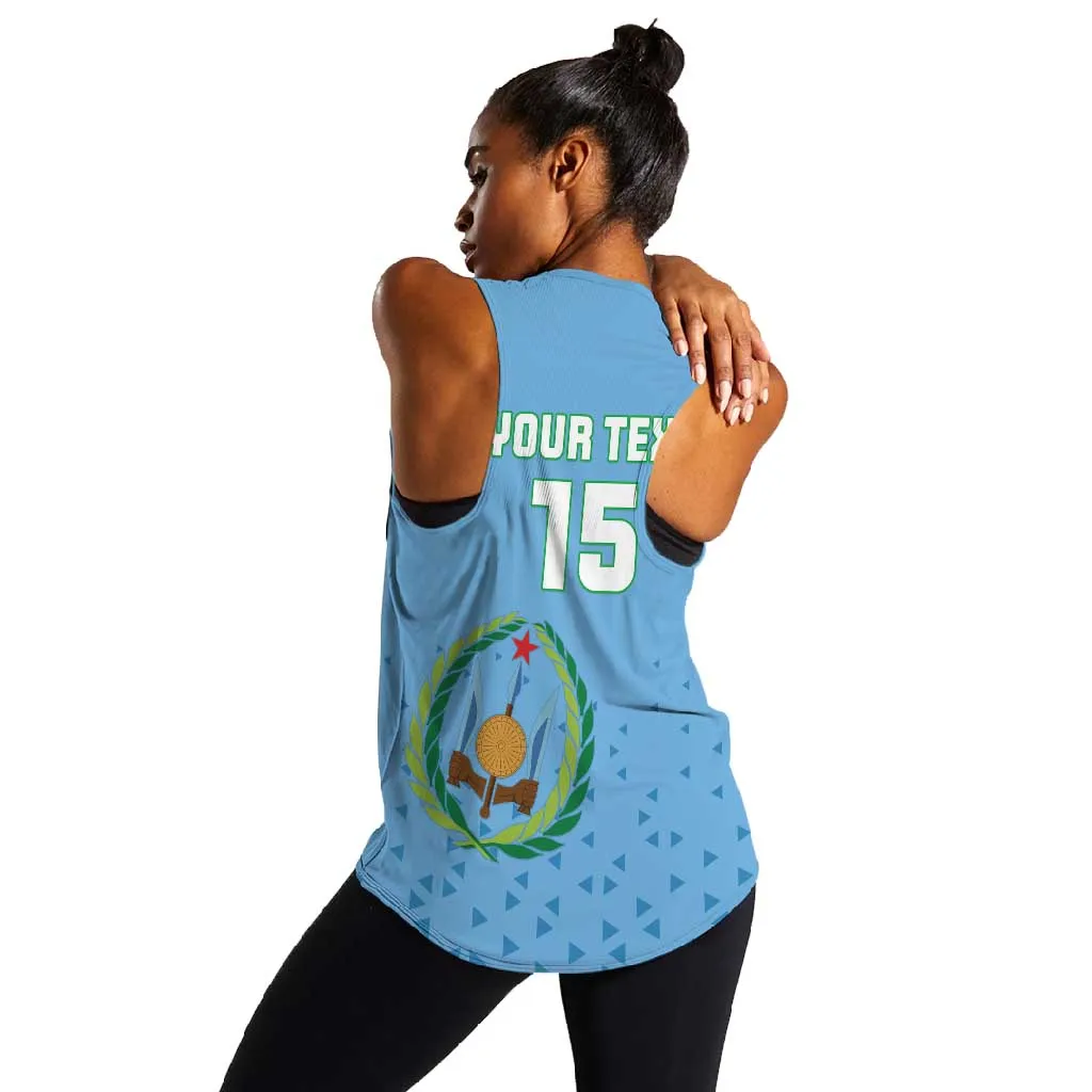 Custom Djibouti Football Women Racerback Tank Go Champions LT15