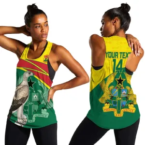Custom Ghana Black Batters Women Racerback Tank Ghanaian Tawny Eagle - Cricket Style LT14