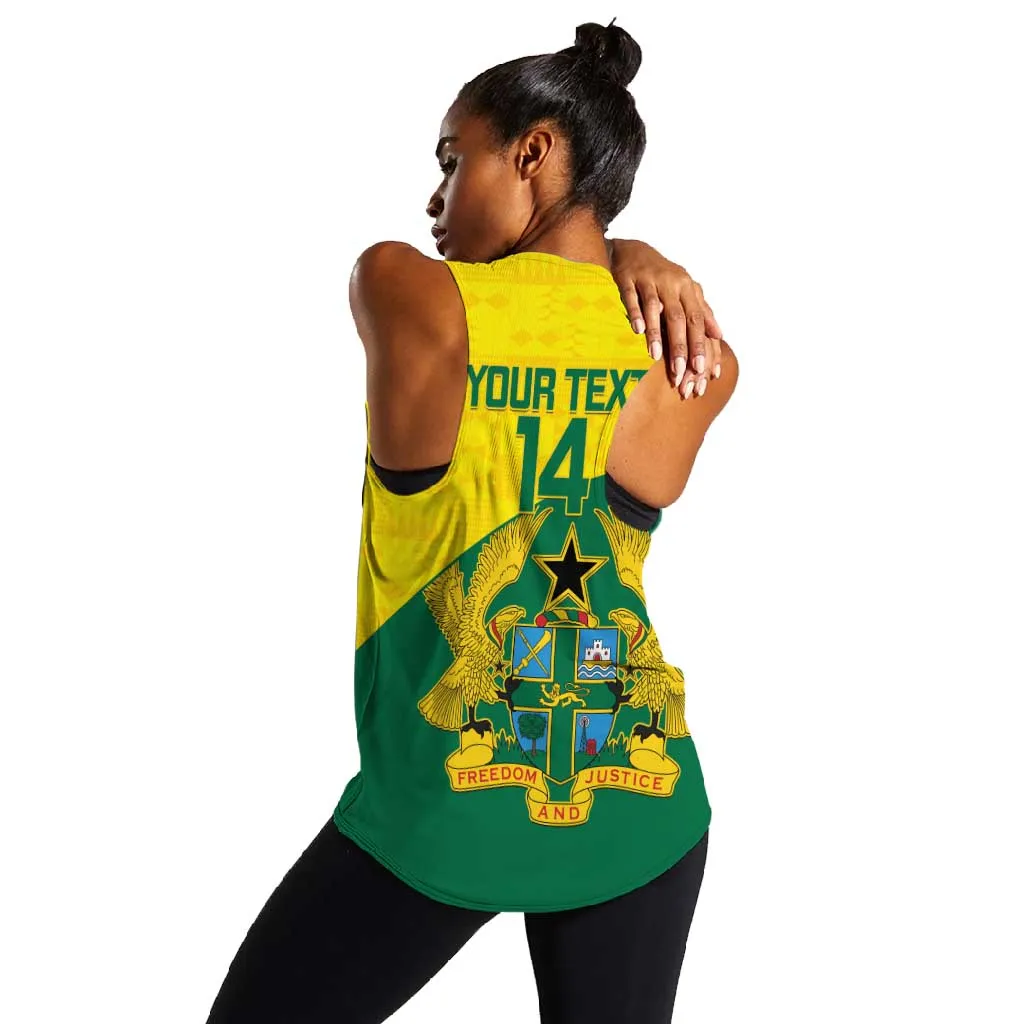 Custom Ghana Black Batters Women Racerback Tank Ghanaian Tawny Eagle - Cricket Style LT14