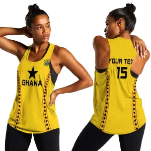 Custom Ghana Football Women Racerback Tank Mix Adinkra Pattern LT15
