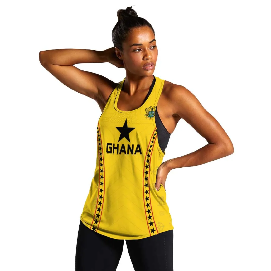 Custom Ghana Football Women Racerback Tank Mix Adinkra Pattern LT15
