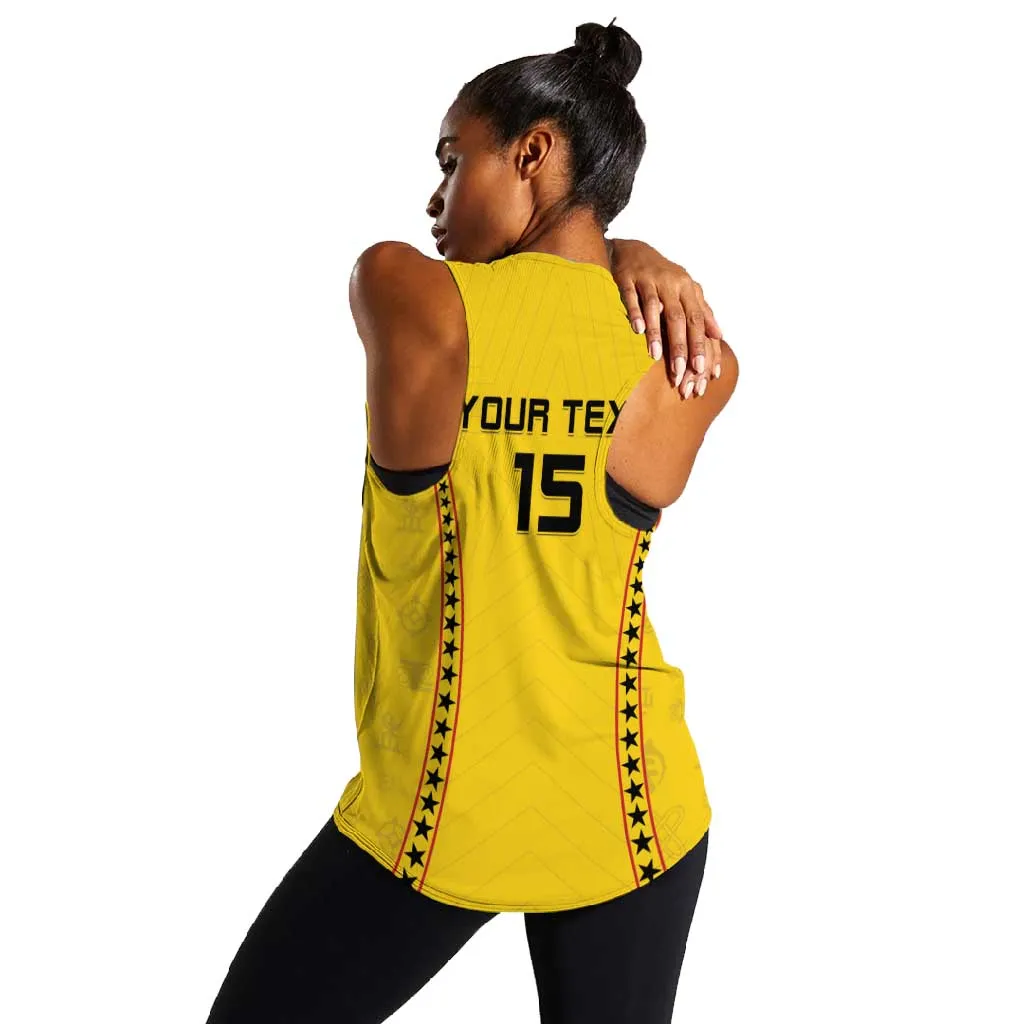Custom Ghana Football Women Racerback Tank Mix Adinkra Pattern LT15