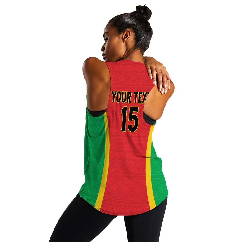 Custom Guinea-Bissau Football Women Racerback Tank Go Djurtus Go LT15