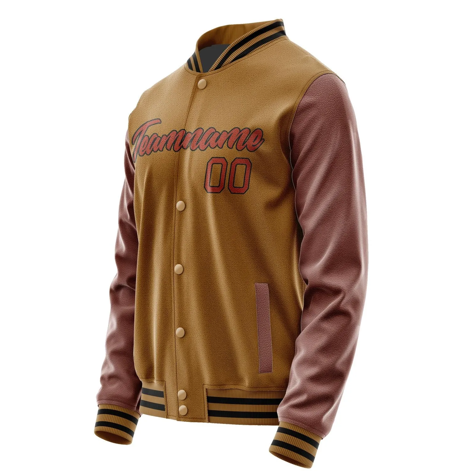 Custom Khaki Coral Red Jacket