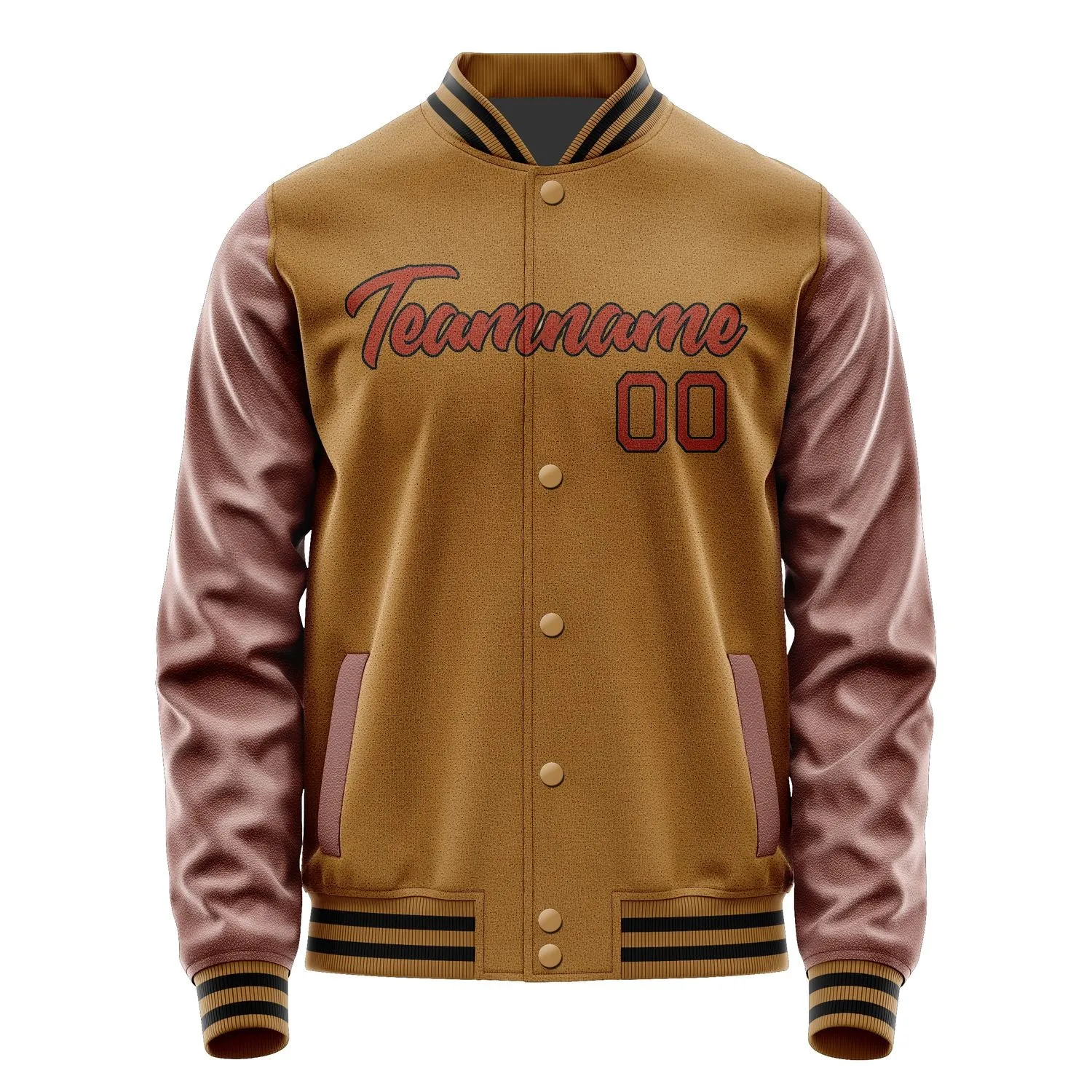 Custom Khaki Coral Red Jacket