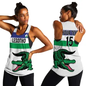 Custom Lesotho Football Women Racerback Tank Go Likuena Go LT15