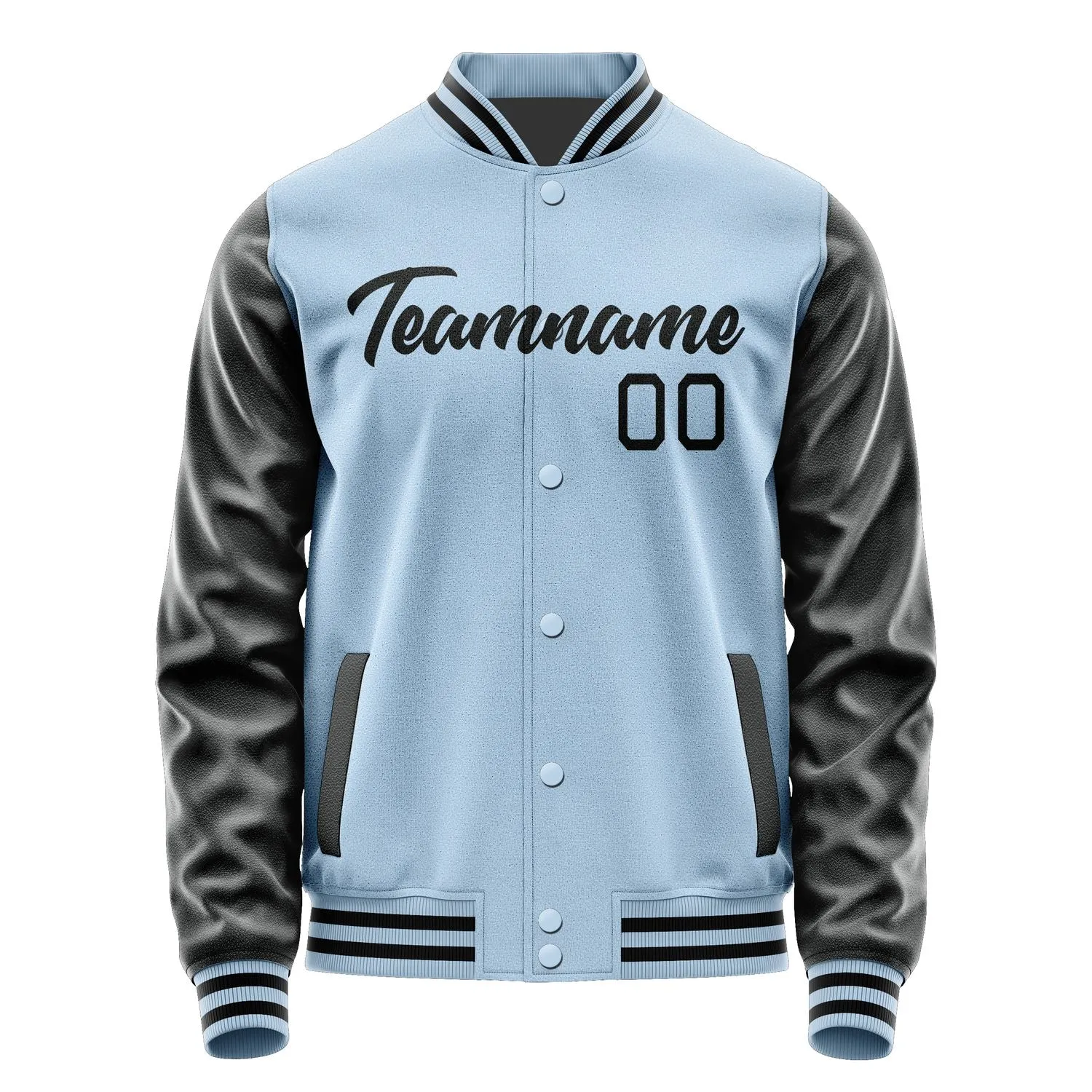 Custom Light Blue Black Jacket