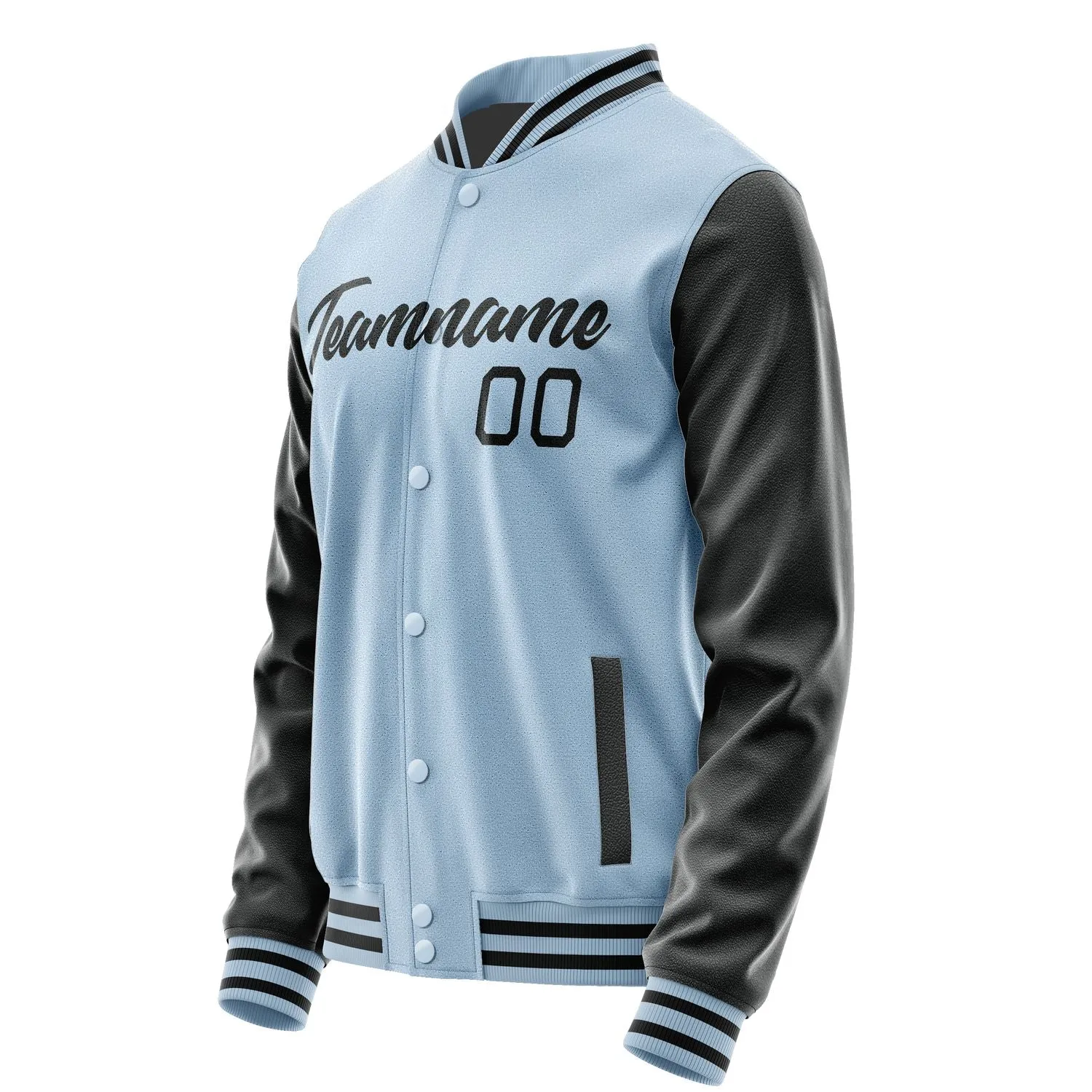 Custom Light Blue Black Jacket