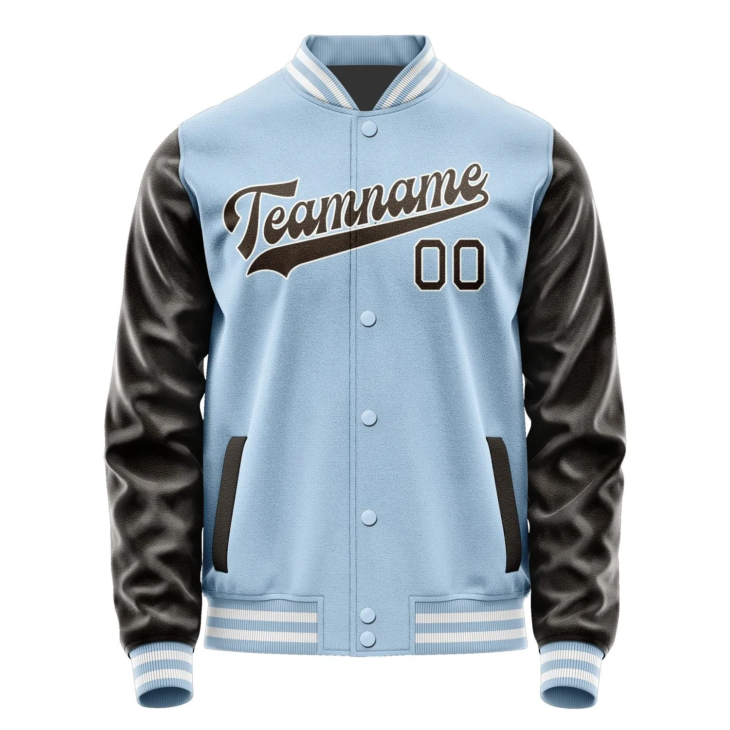 Custom Light Blue Brown Jacket