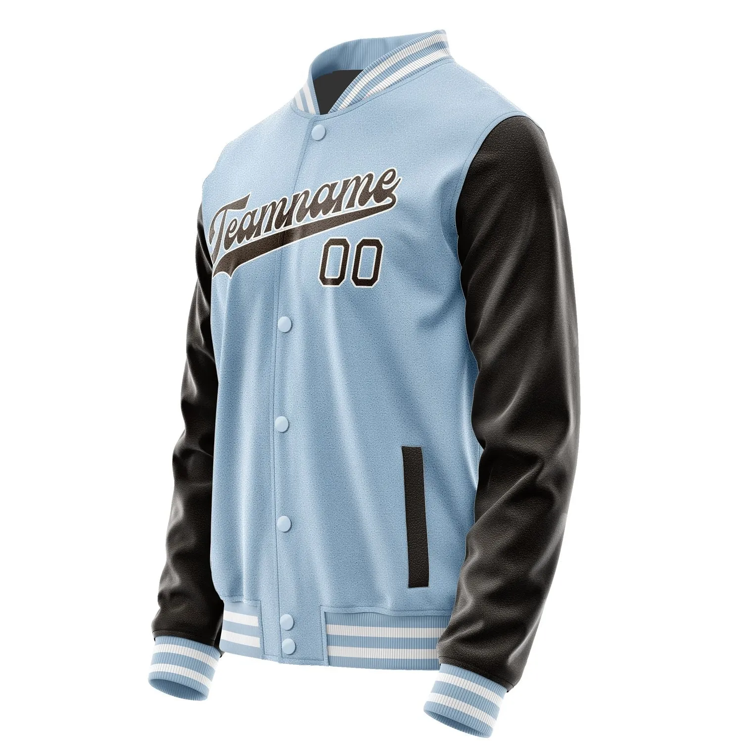 Custom Light Blue Brown Jacket
