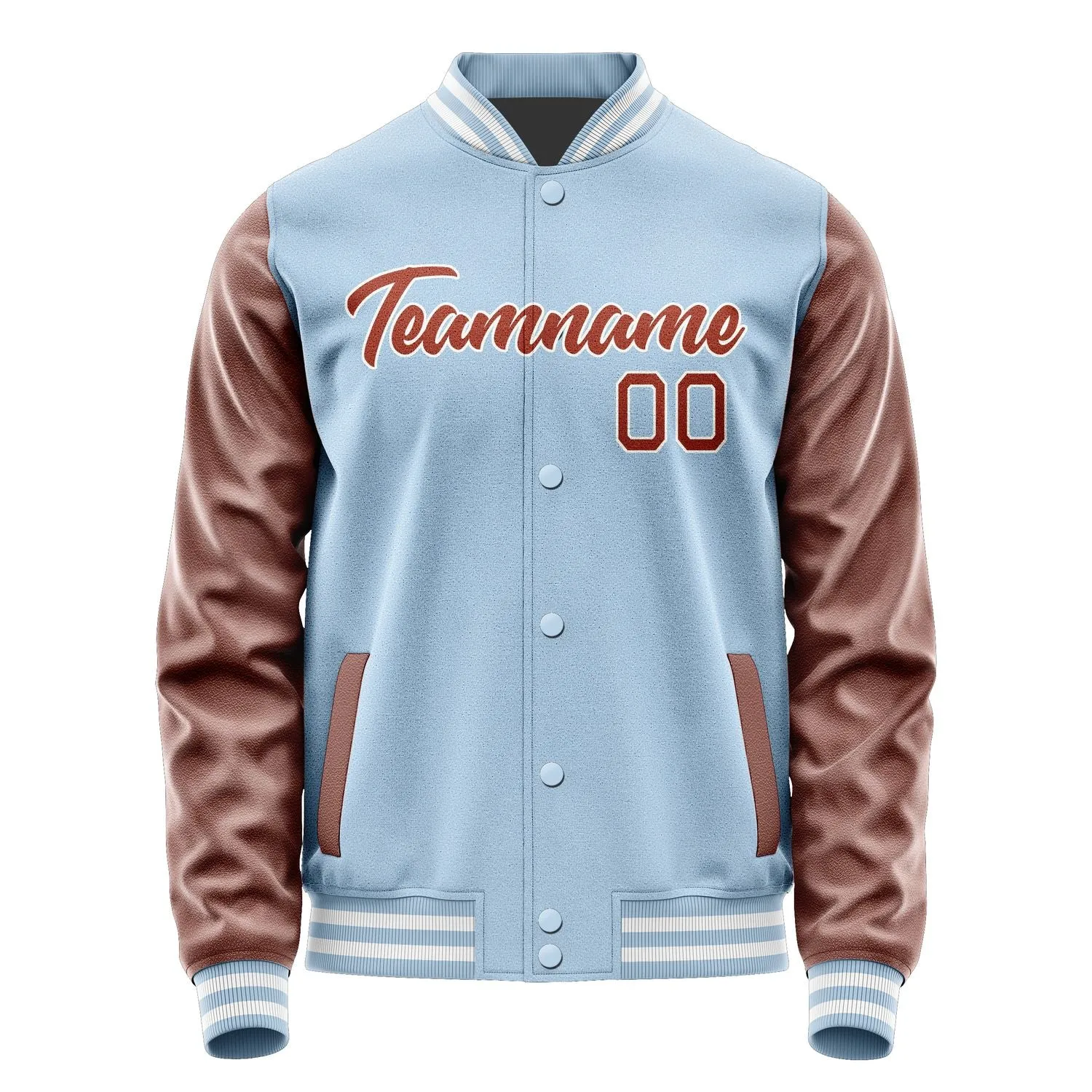 Custom Light Blue Coral Red Jacket