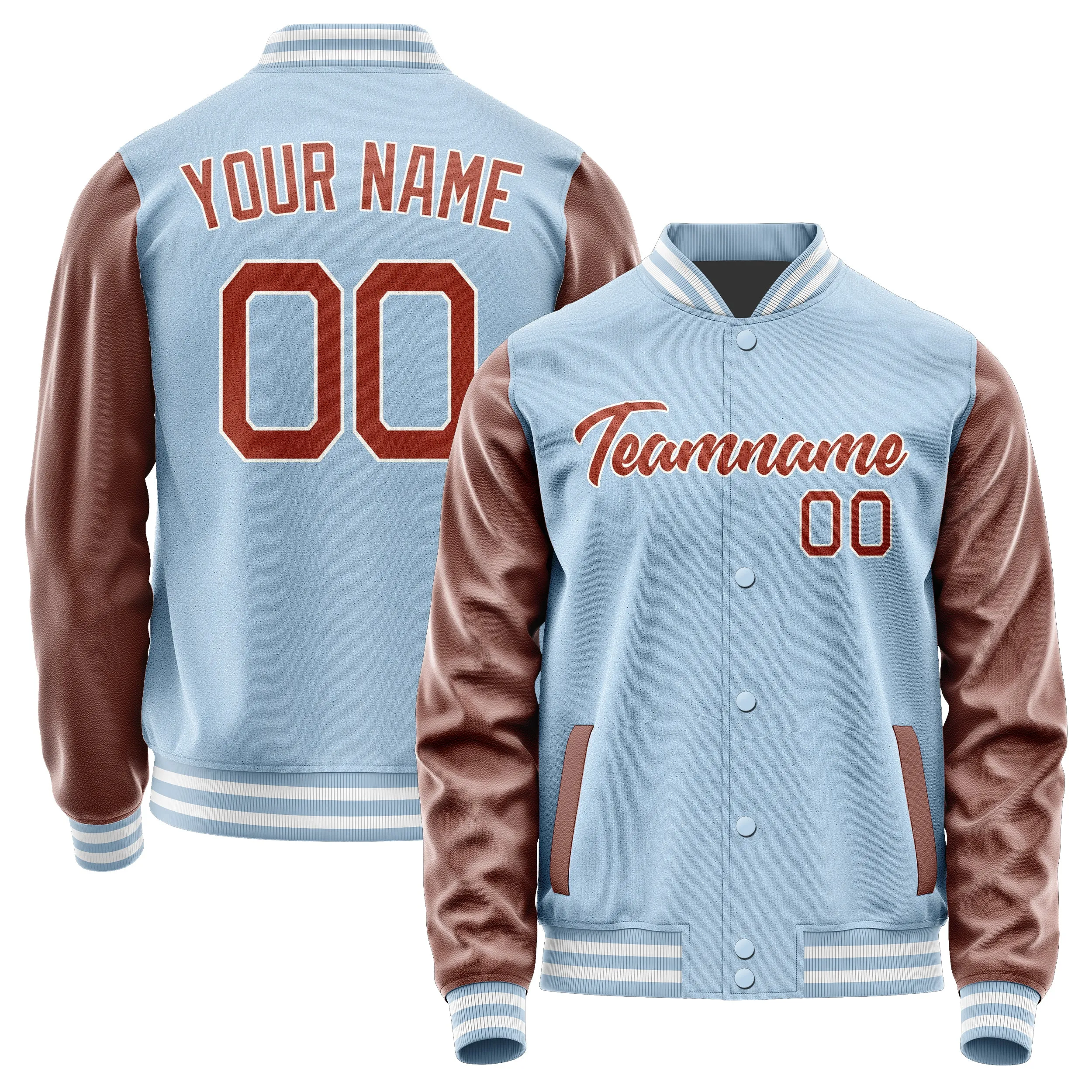 Custom Light Blue Coral Red Jacket