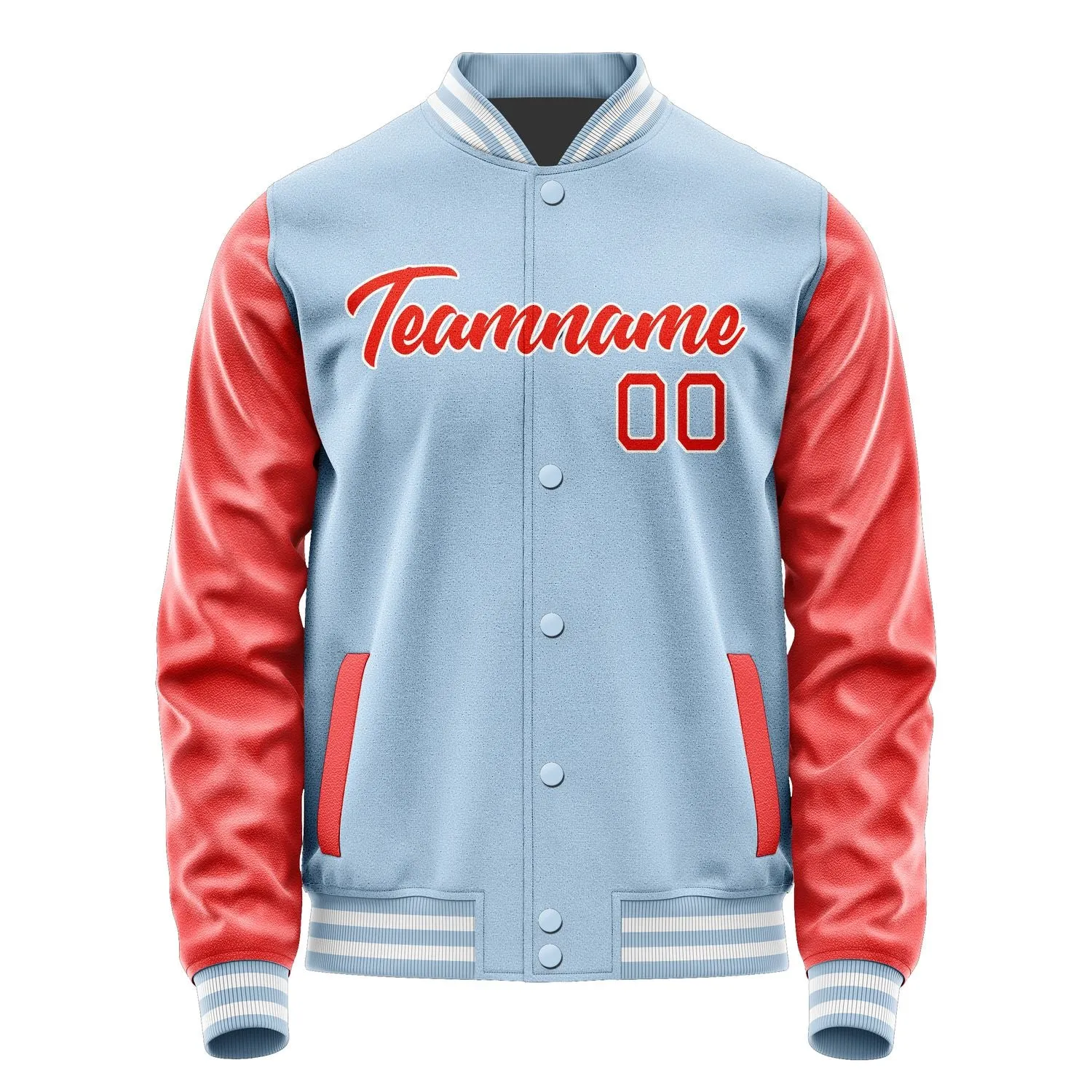 Custom Light Blue Orange Red Jacket