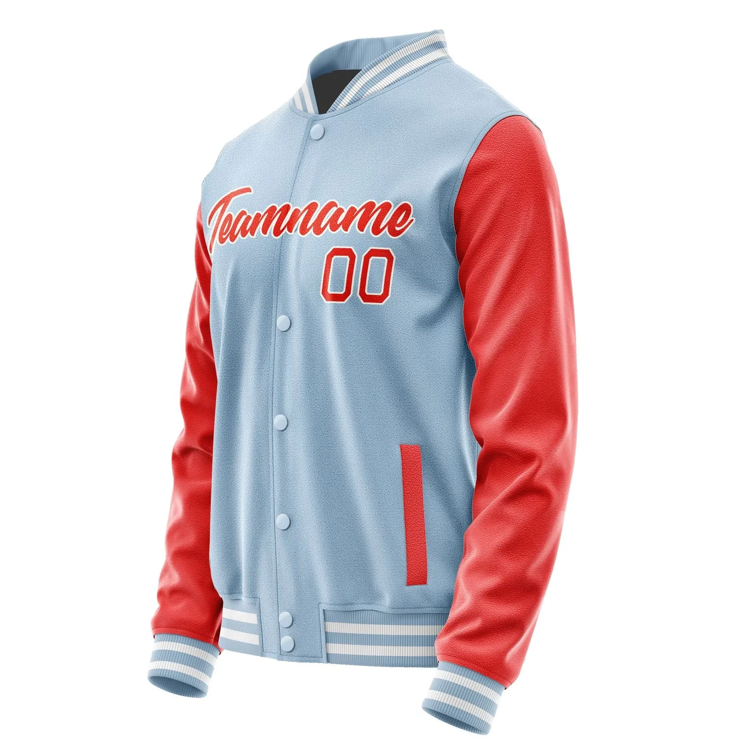 Custom Light Blue Orange Red Jacket