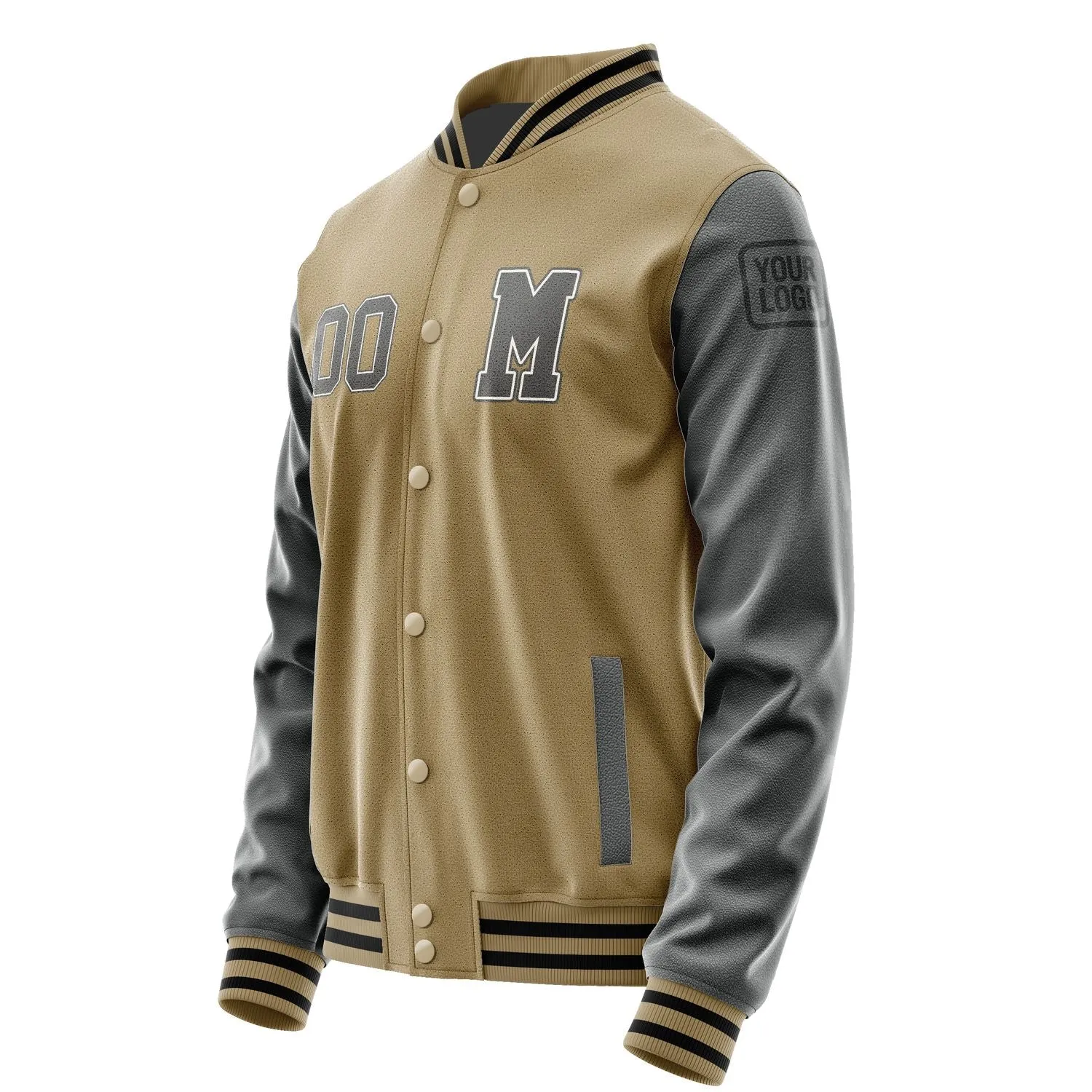 Custom Light Khaki Dark Grey Jacket