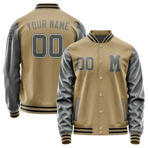 Custom Light Khaki Dark Grey Jacket