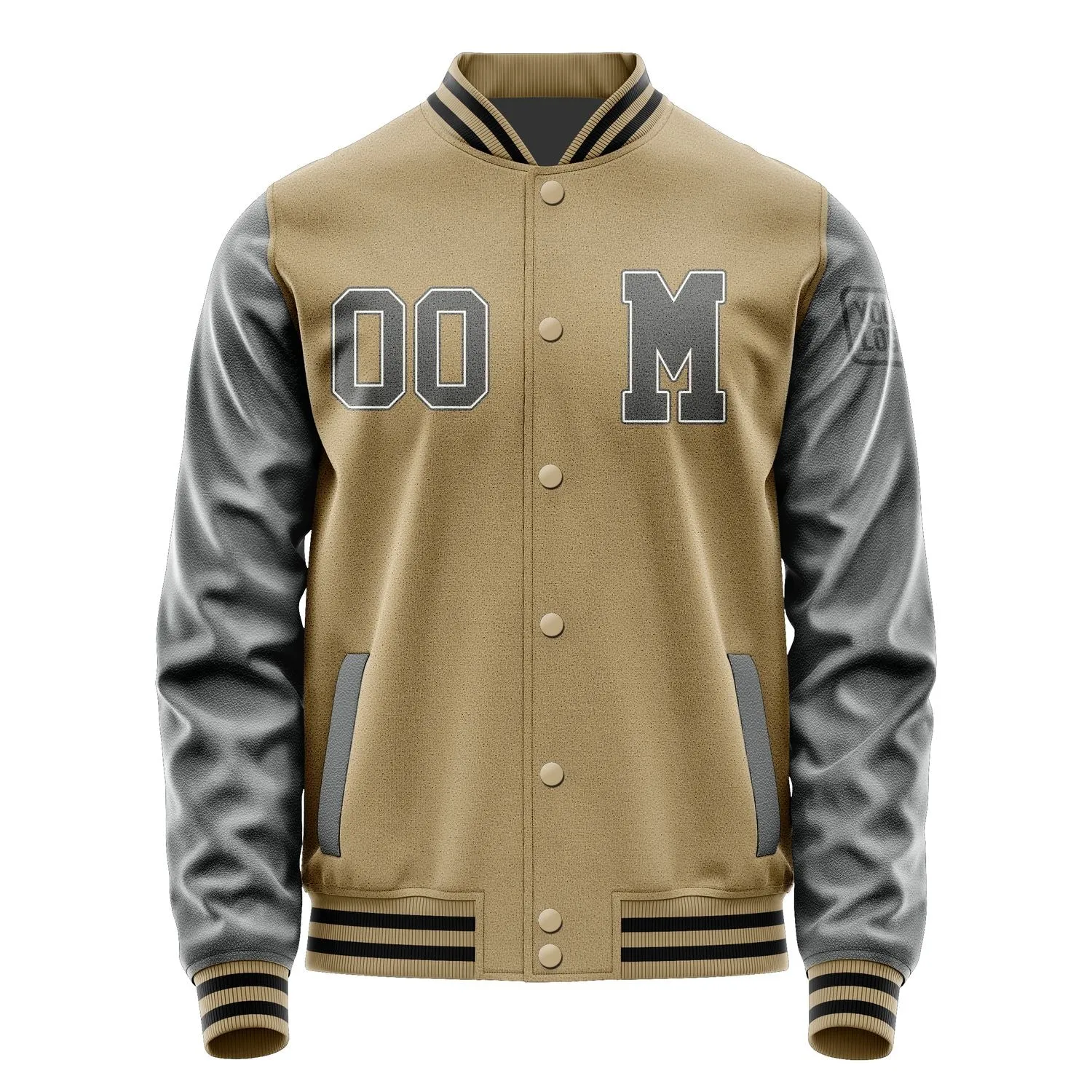Custom Light Khaki Dark Grey Jacket