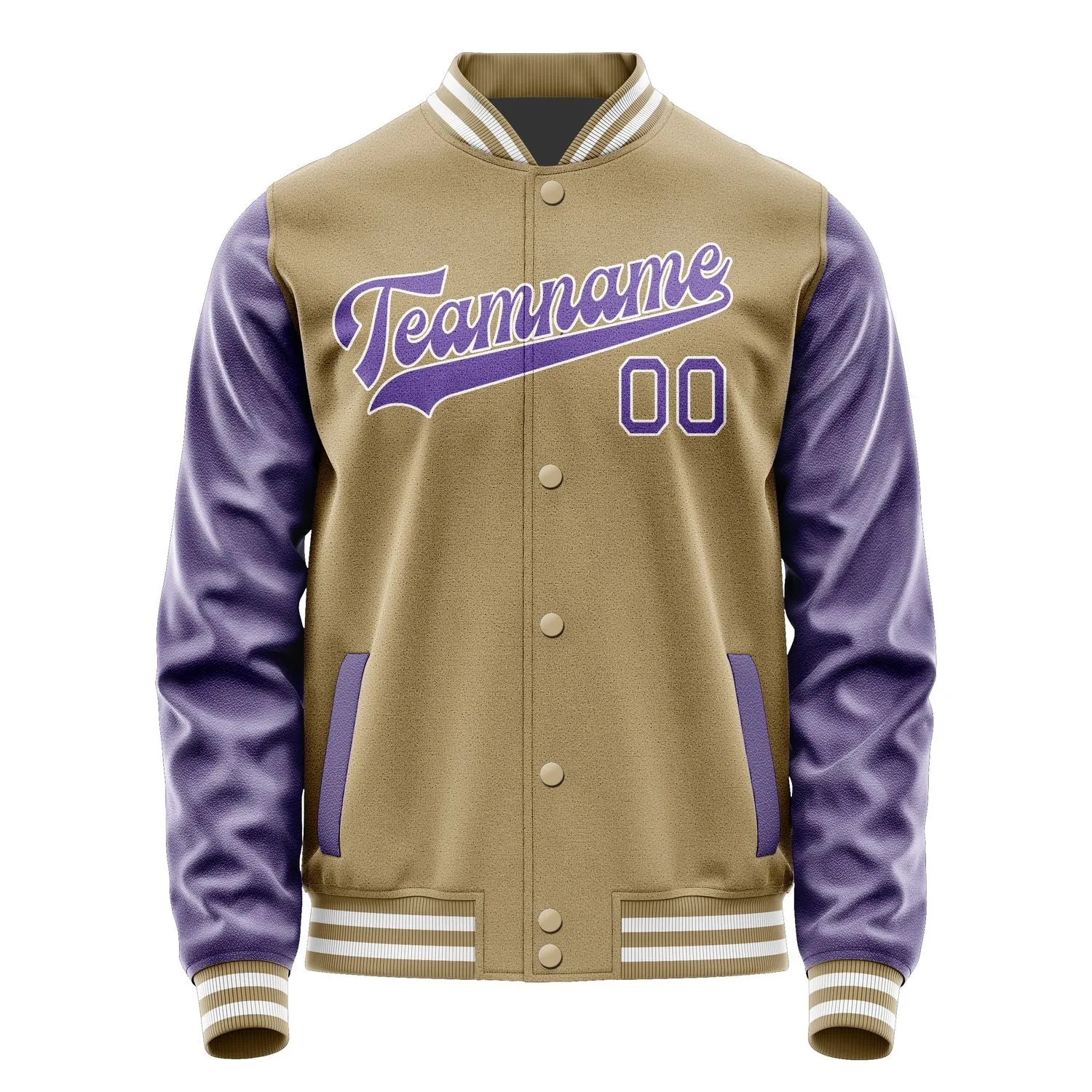 Custom Light Khaki Light Purple Jacket