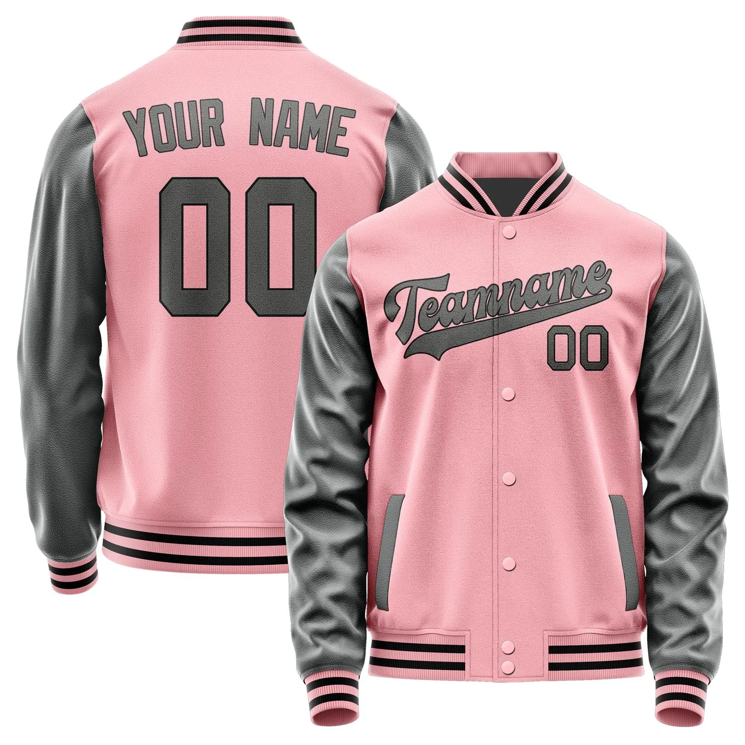 Custom Light Pink Dark Grey Jacket