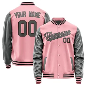 Custom Light Pink Dark Grey Jacket