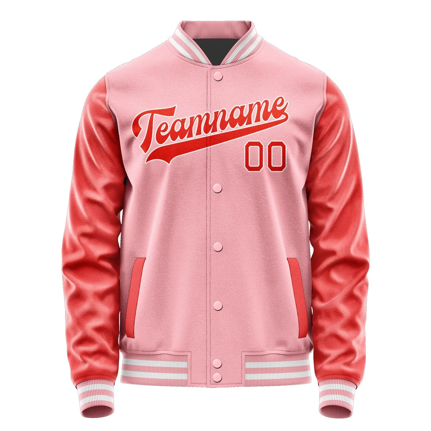 Custom Light Pink Orange Red Jacket