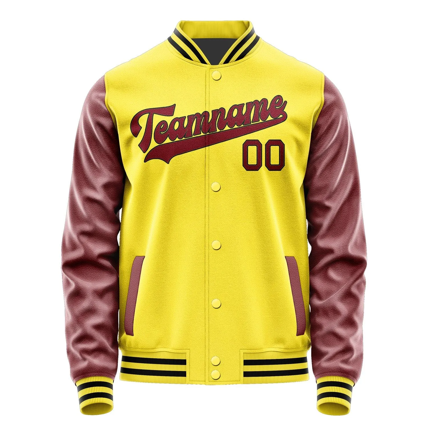 Custom Light Yellow Crimson Red Jacket