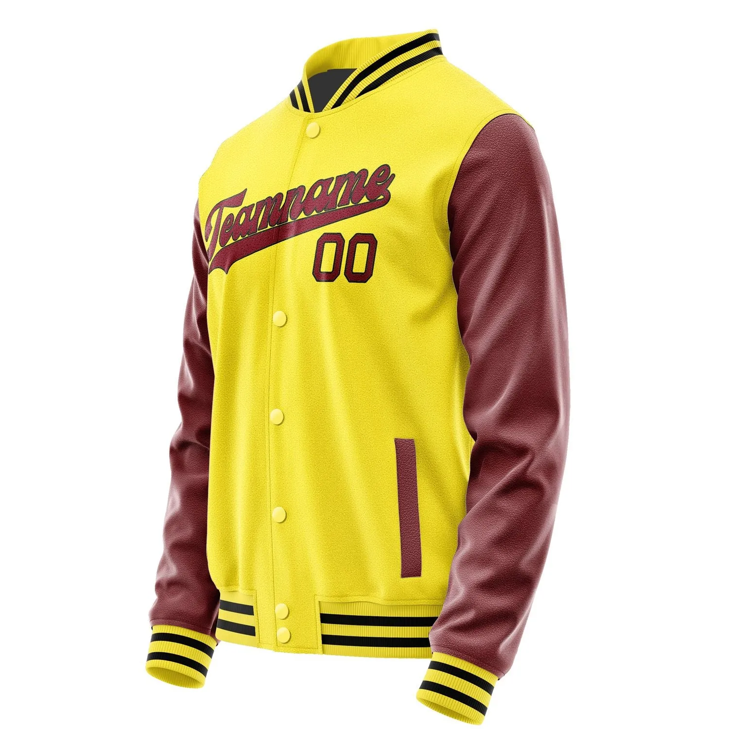 Custom Light Yellow Crimson Red Jacket