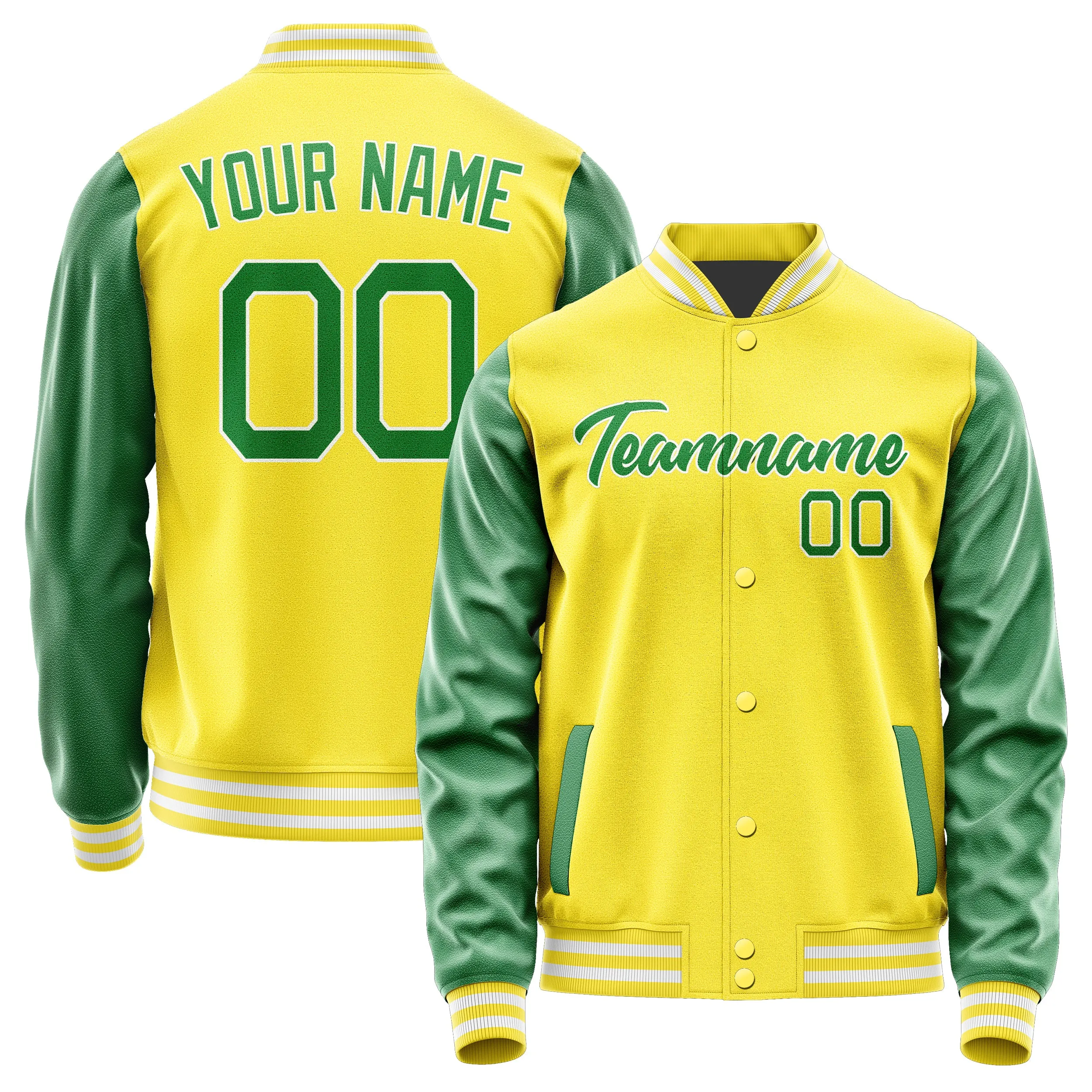 Custom Light Yellow Emerald Green Jacket