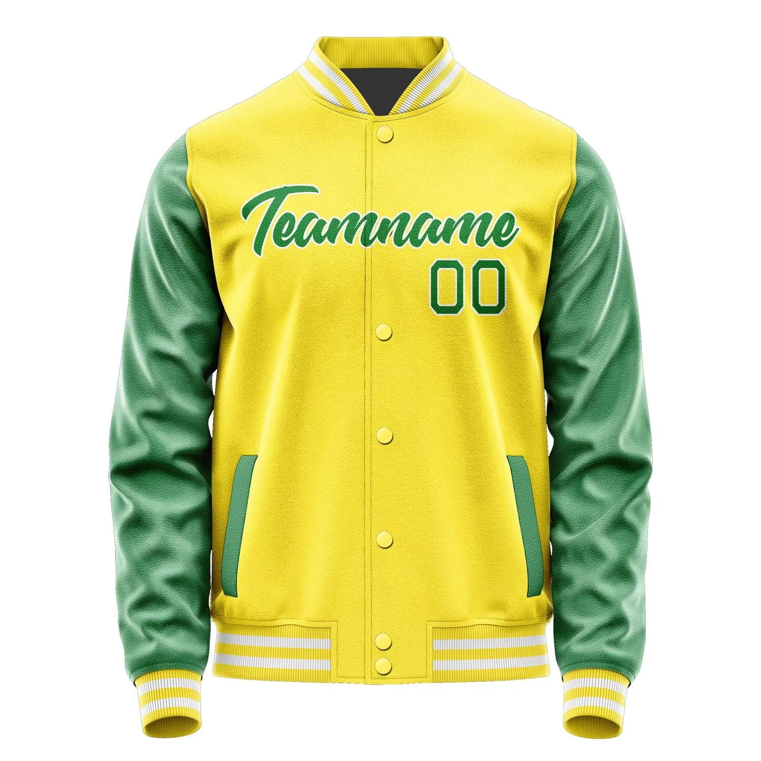 Custom Light Yellow Emerald Green Jacket