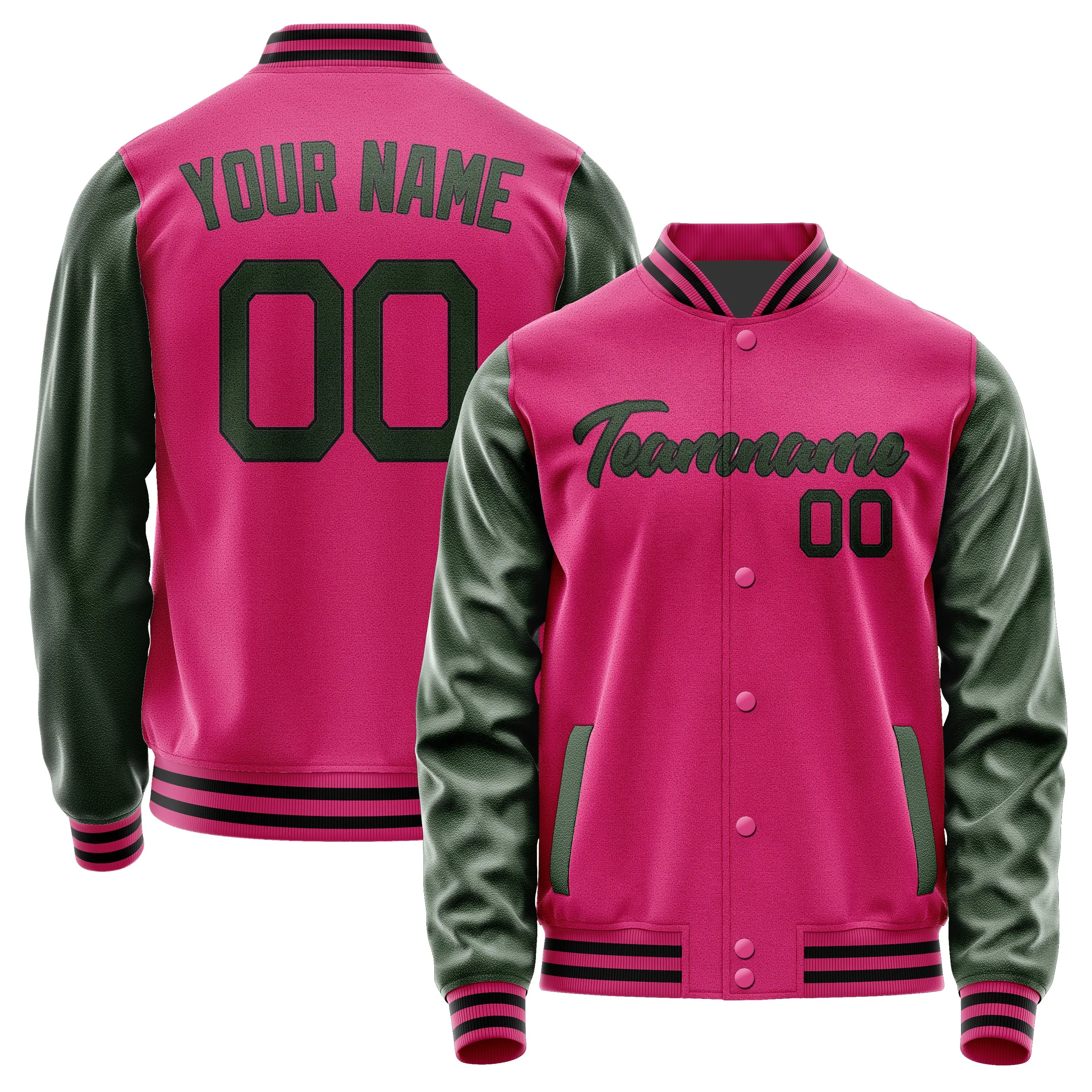 Custom Pink Dark Green Jacket