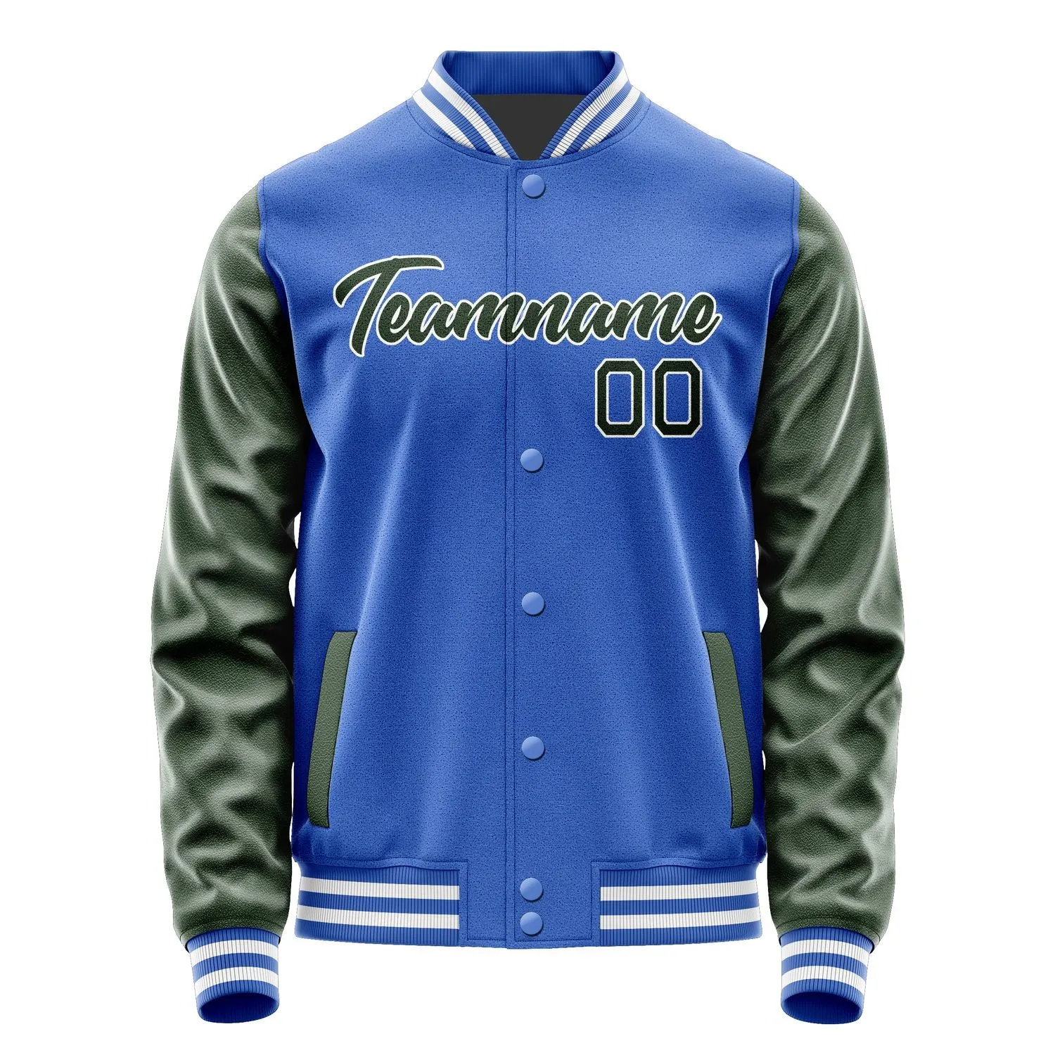 Custom Sky Blue Dark Green Jacket