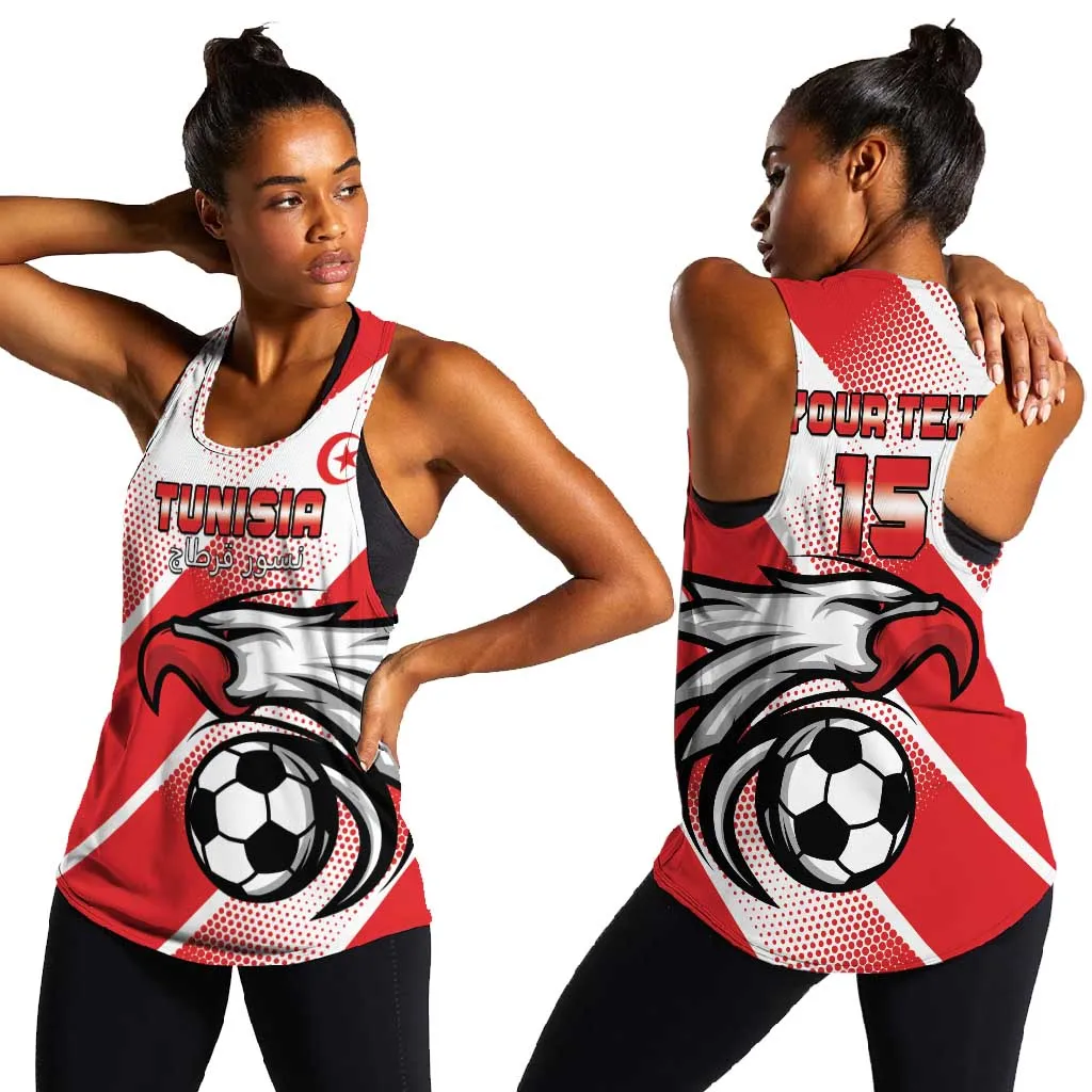 Custom Tunisia Football Women Racerback Tank Go Eagles of Carthage LT15