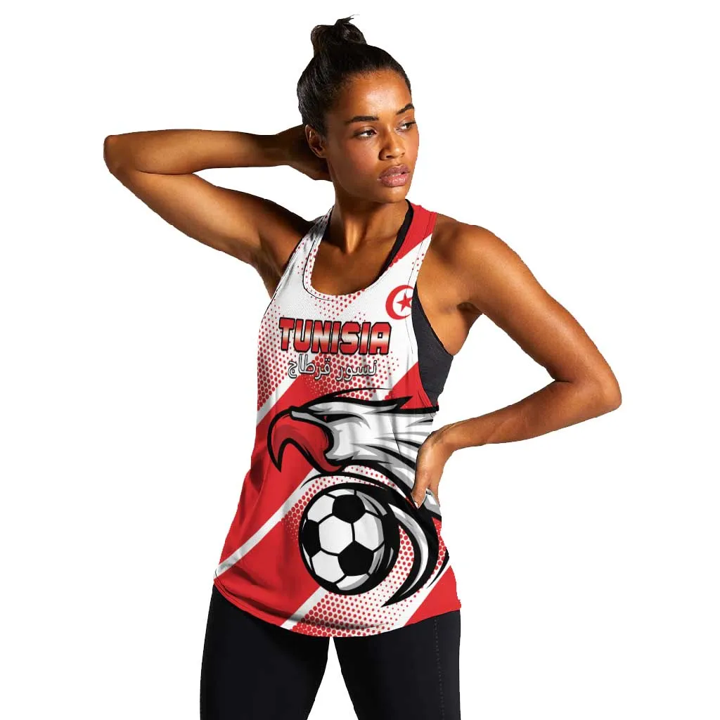Custom Tunisia Football Women Racerback Tank Go Eagles of Carthage LT15