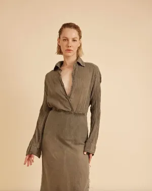 Daniel Button Down Gauze Shirt - Army Green