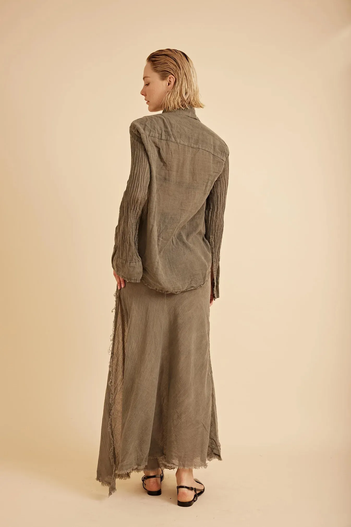 Daniel Button Down Gauze Shirt - Army Green