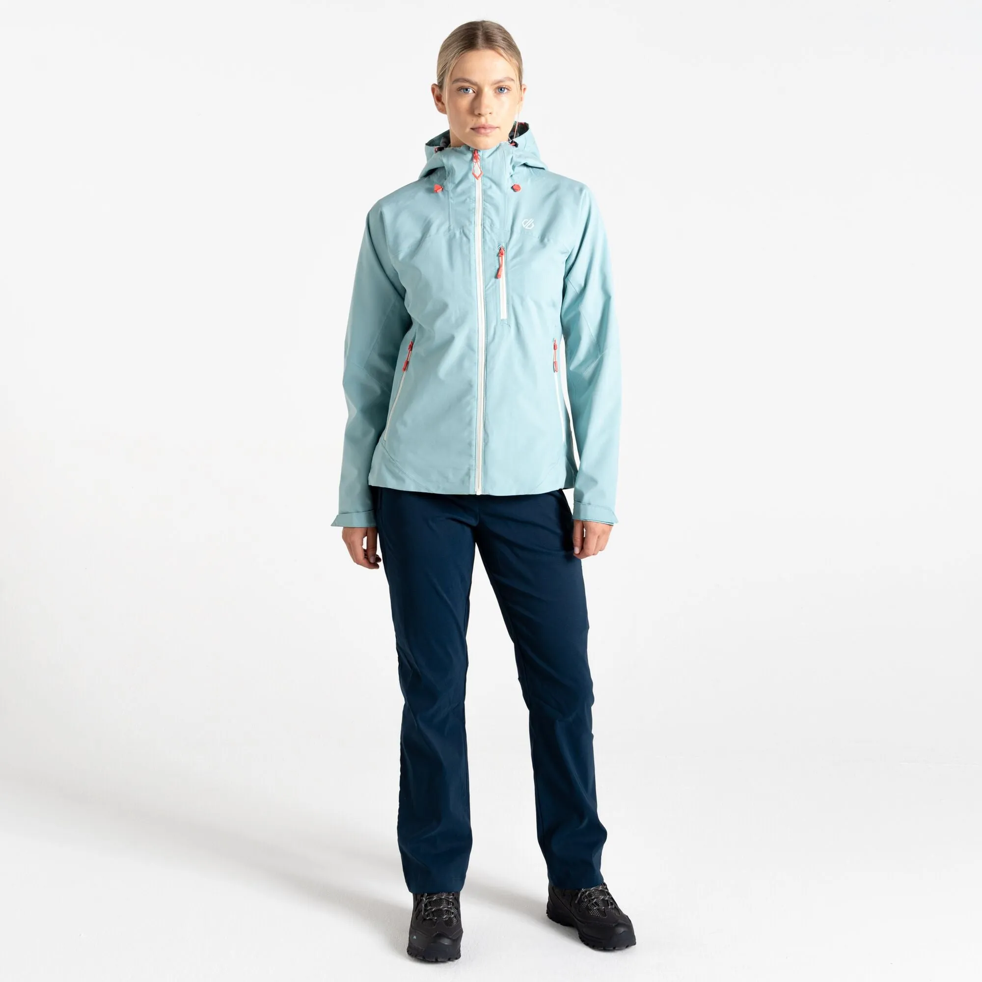 Dare2b Ladies Torrek II Highly Waterproof Breathable Windproof Comfiort Stretch Hooded Walking Hiking Jacket-AQUA
