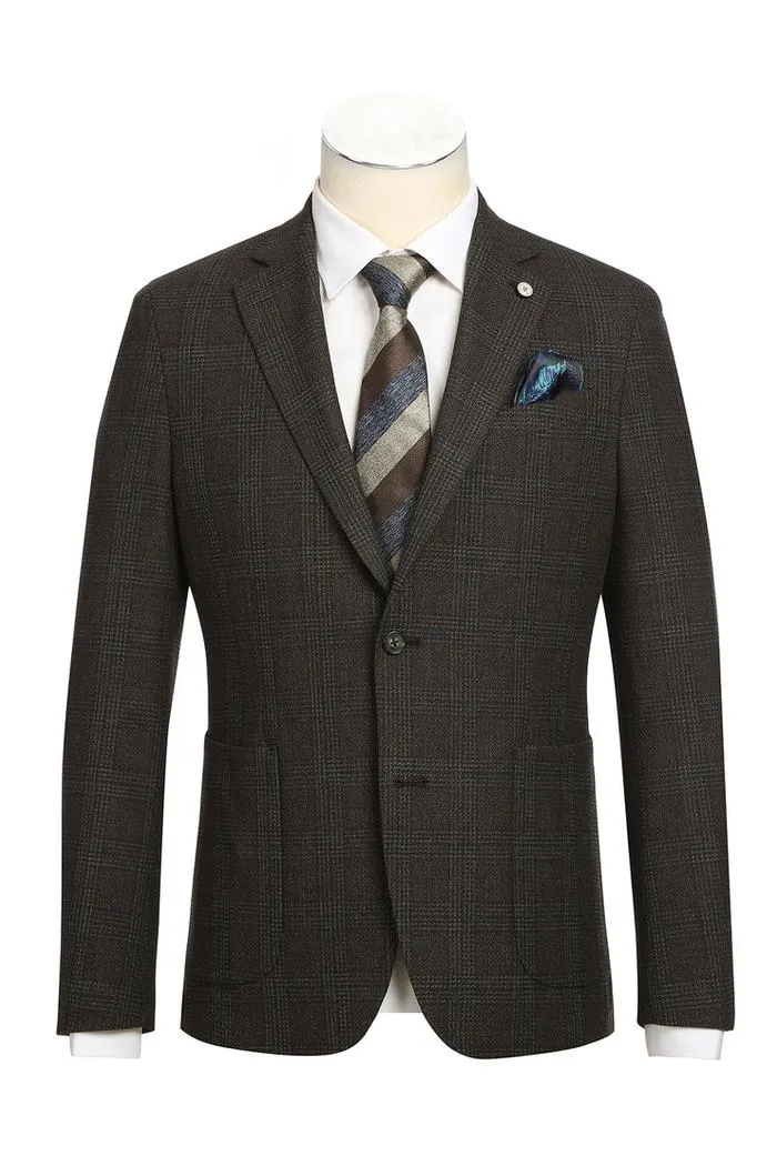 Dark Brown Windowpane Sports Jacket
