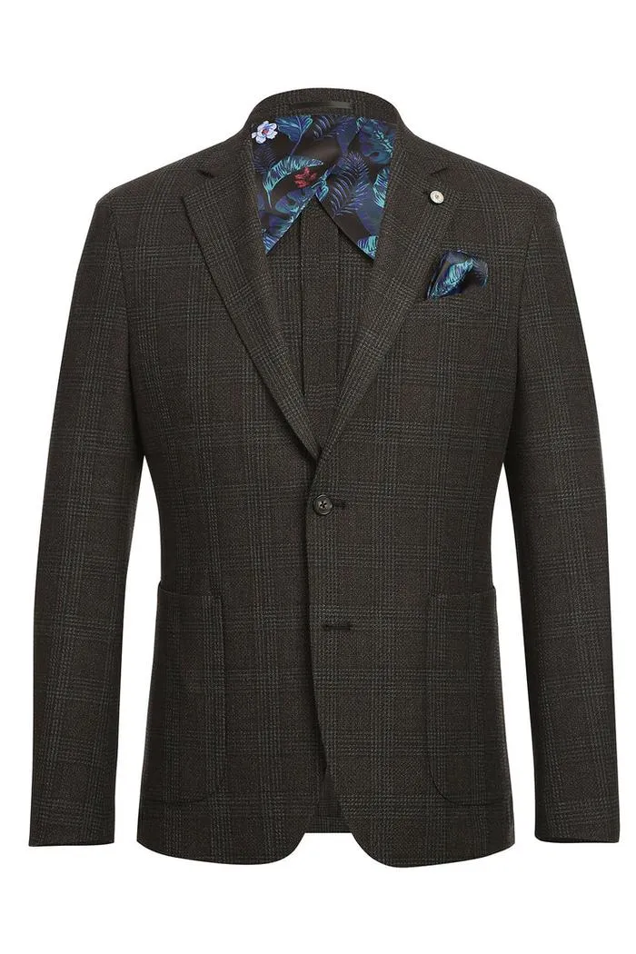 Dark Brown Windowpane Sports Jacket