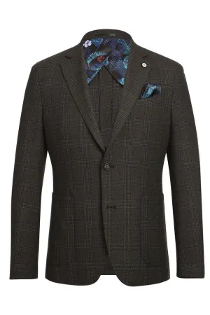 Dark Brown Windowpane Sports Jacket