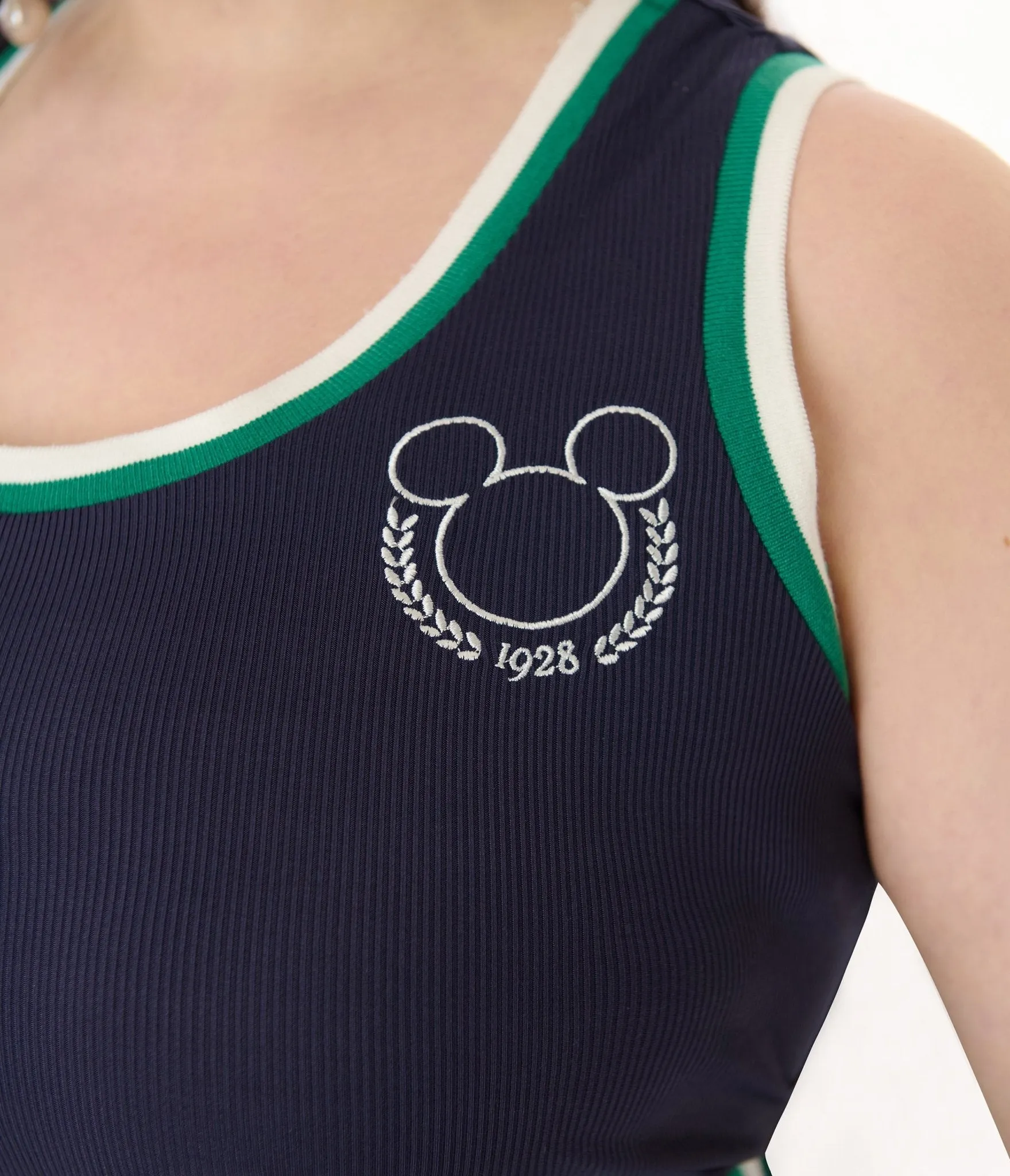 Disney Mickey & Friends Collection by Unique Vintage Plus Size Navy & Green Mickey & Goofy Print Pleated Tennis Dress