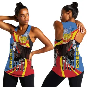 DR Congo Women Racerback Tank Okapi Coat Of Arms LT15